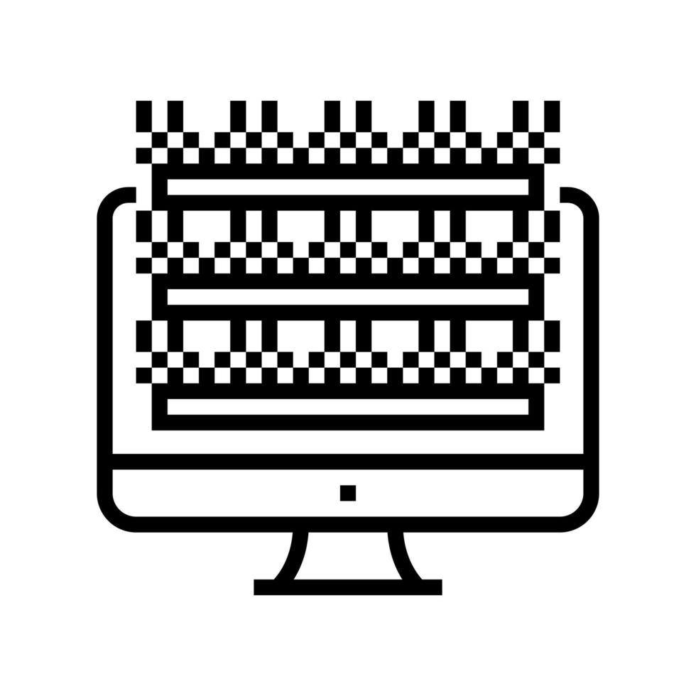 testing computer screen semiconductor manufacturing line icon vector illustration
