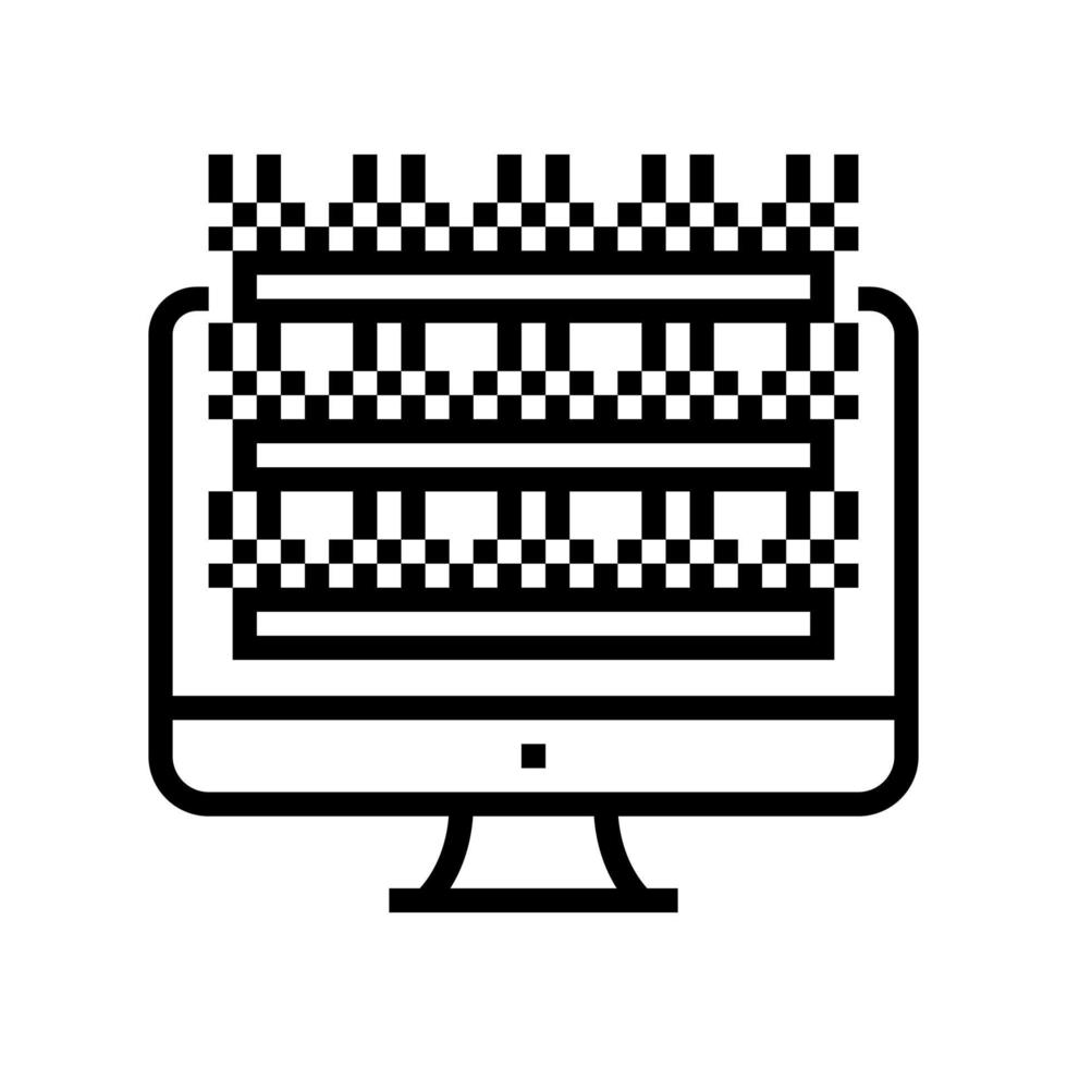 testing computer screen semiconductor manufacturing line icon vector illustration