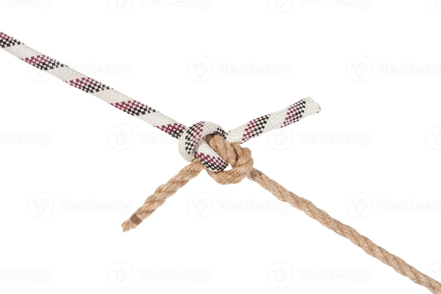 rigger's bend knot joining two ropes isolated photo