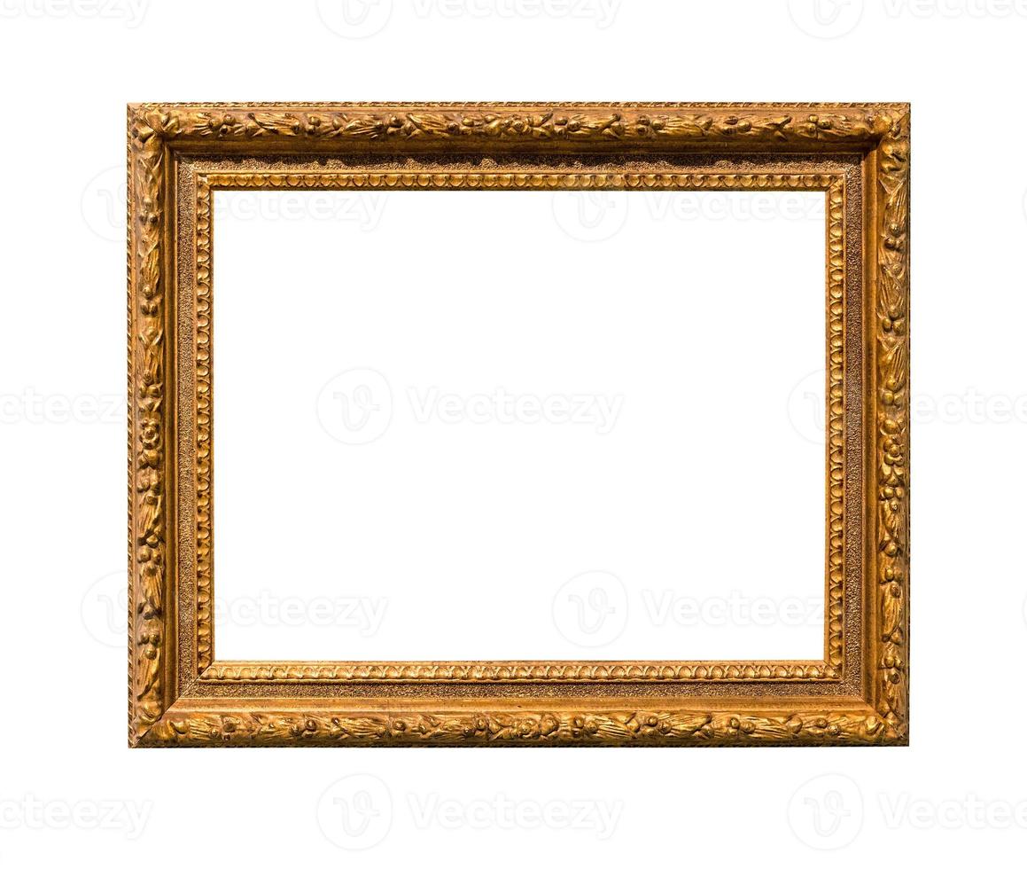 old wide wooden carved picture frame isolated photo