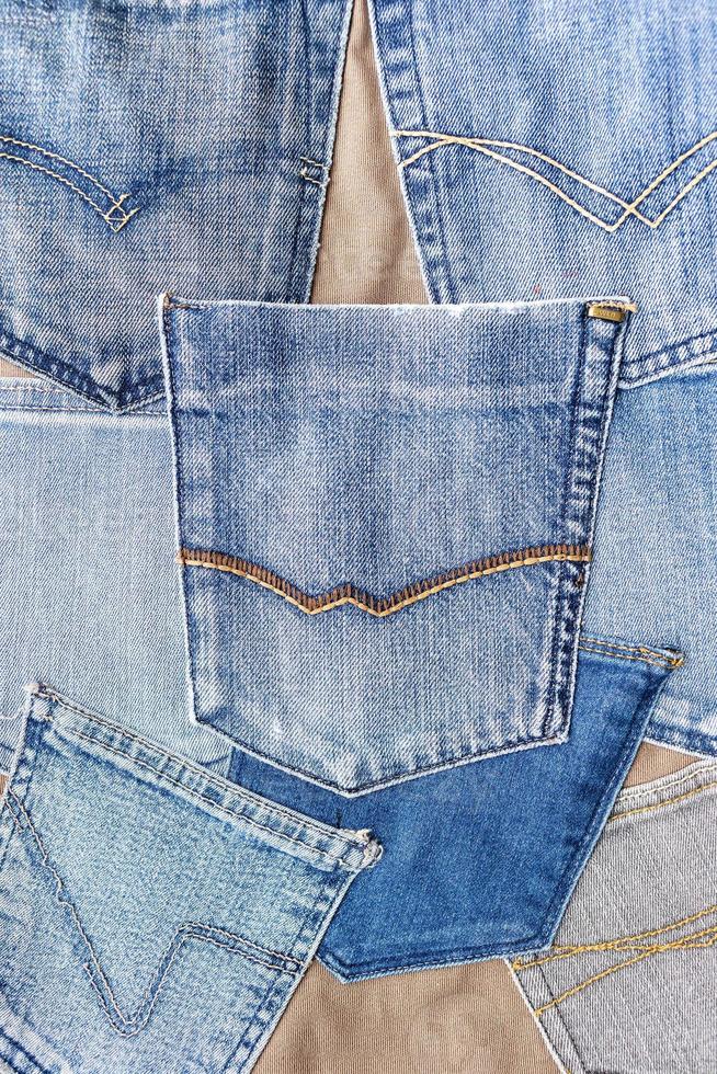 handcrafted from various used denim pockets photo