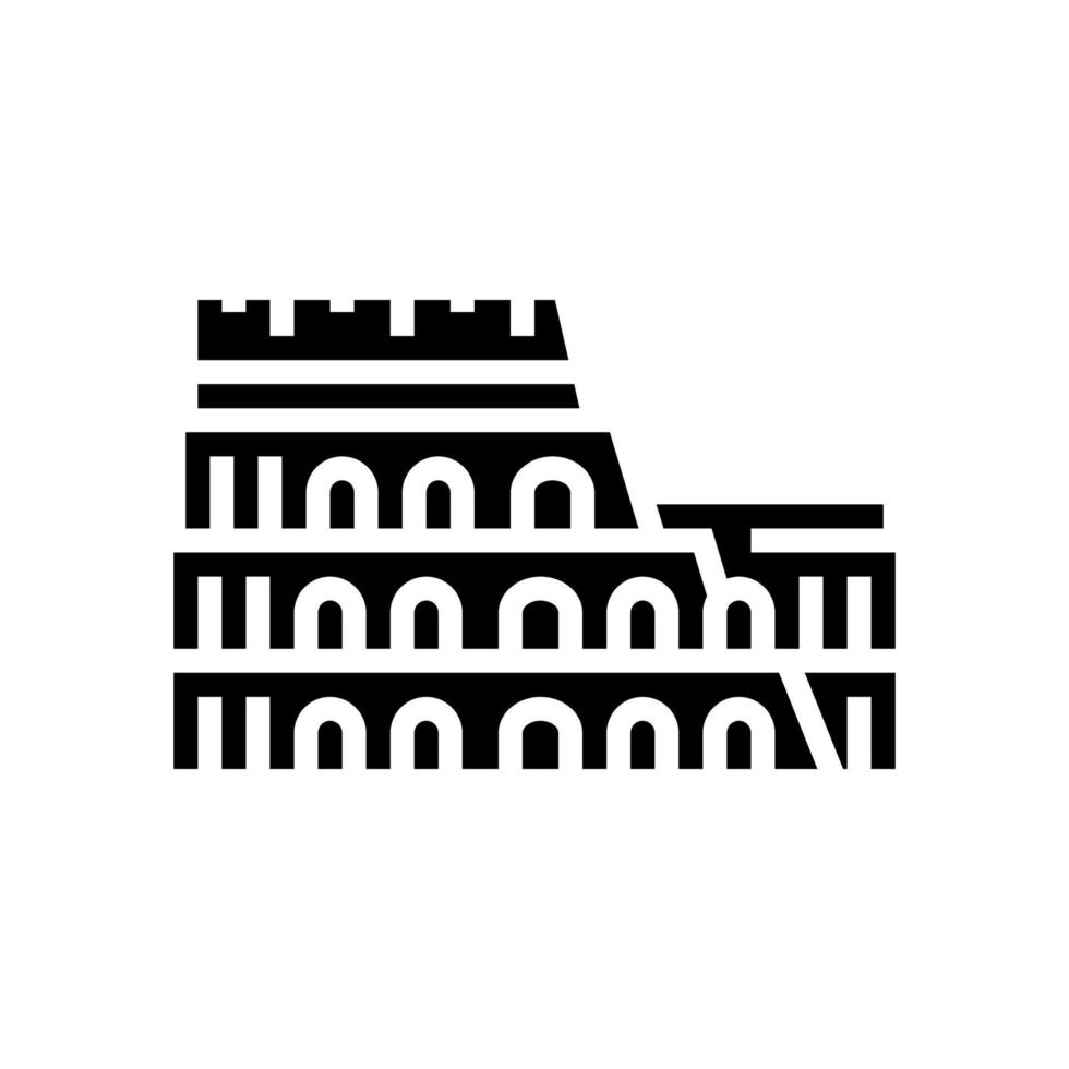 coliseo arena antigua roma edificio glifo icono vector ilustración