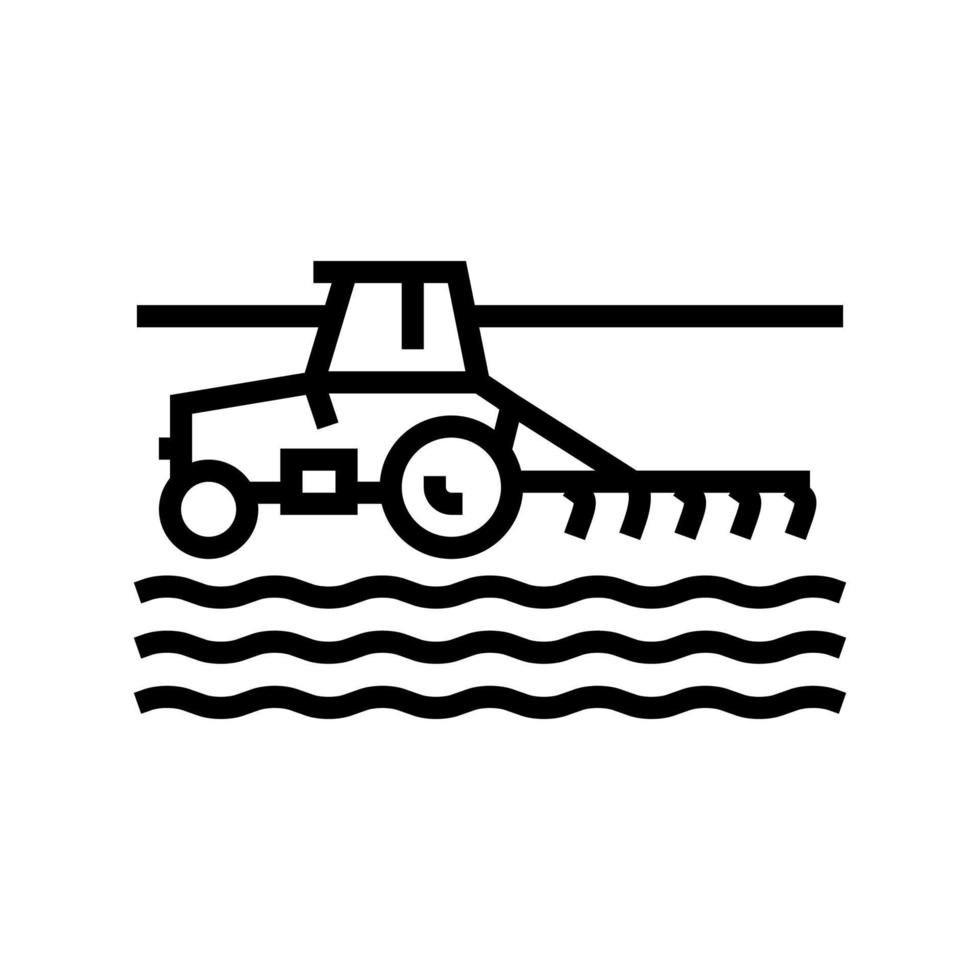 tractor cultivando campo línea icono vector ilustración