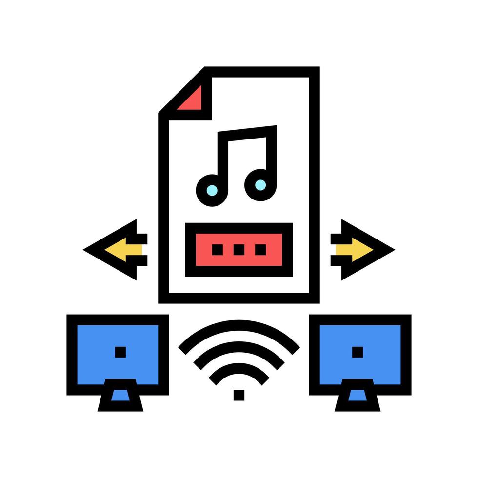 ilustración de vector de icono de color de intercambio de música de internet