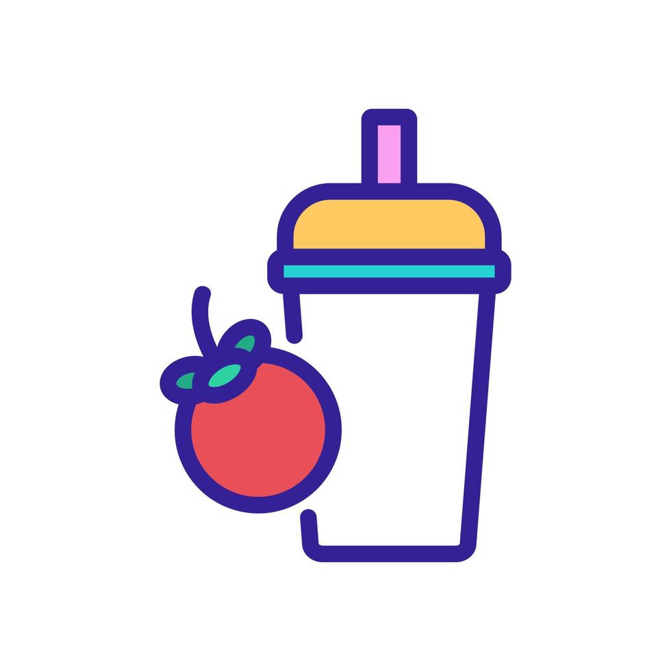 mangosteen cold drink cup with pipe icon vector outline illustration