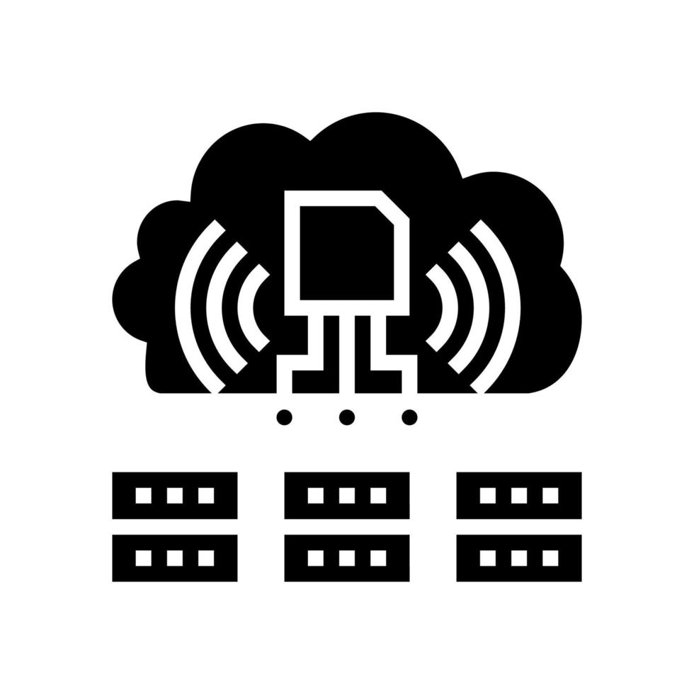 servers storaging info from rfid glyph icon vector illustration