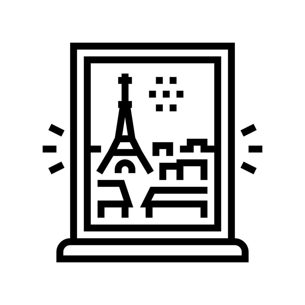 view from window on paris line icon vector illustration