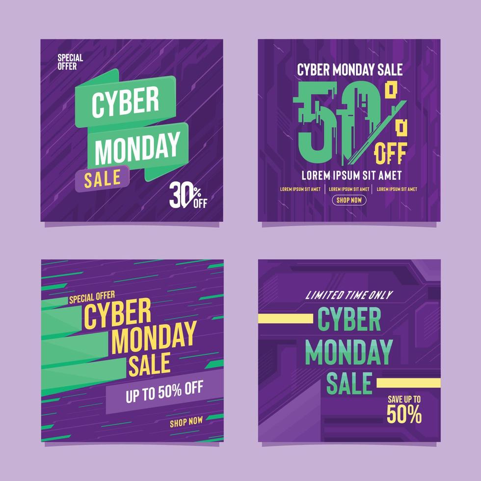 Cyber Monday Sale Social Media Post Template vector