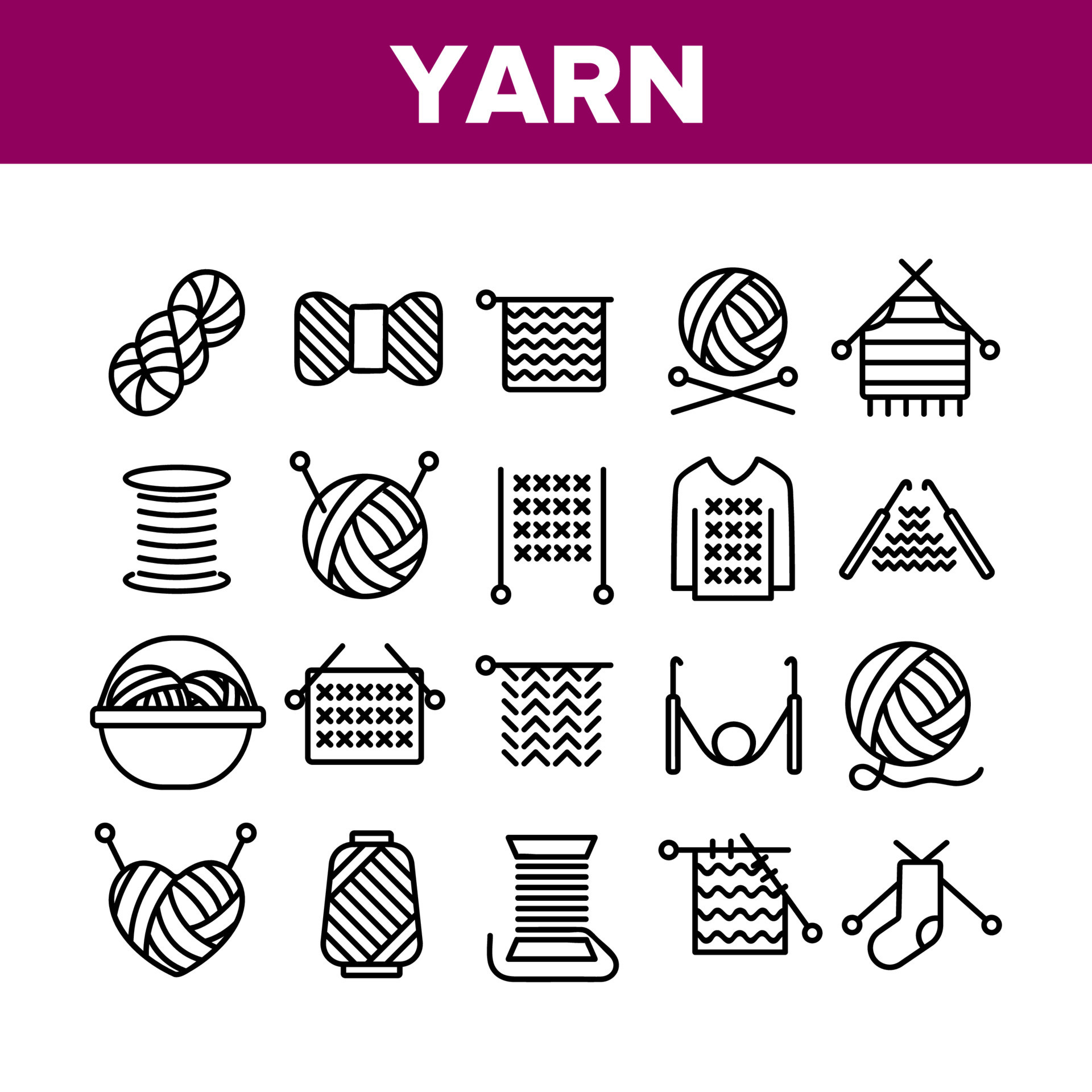 Yarn Ball For Knitting Collection Icons Set Vector 10247298 Vector Art