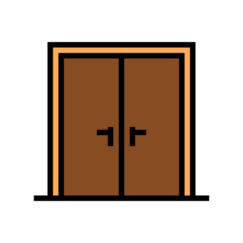double wooden door color icon vector illustration