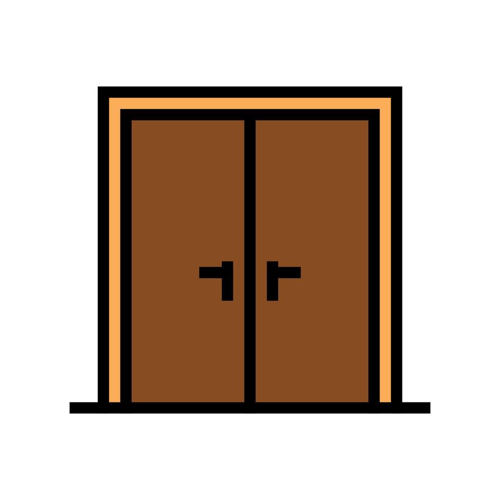 ilustración de vector de icono de color de puerta de madera doble