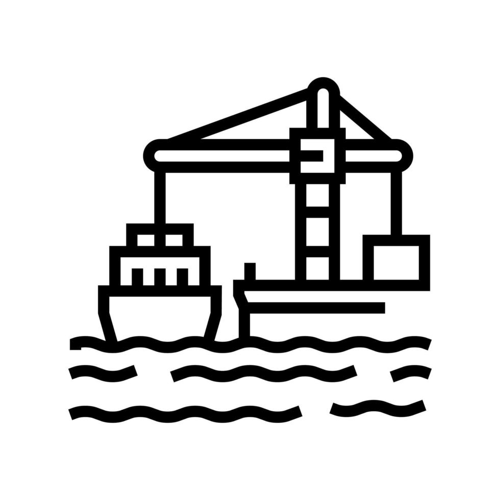 crane loader port machine line icon vector illustration