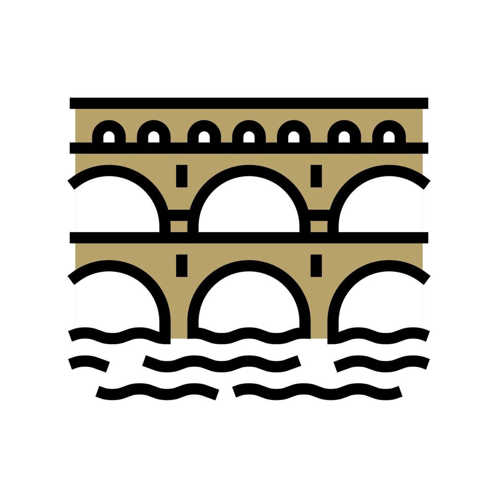 aqueduct ancient rome construction color icon vector illustration