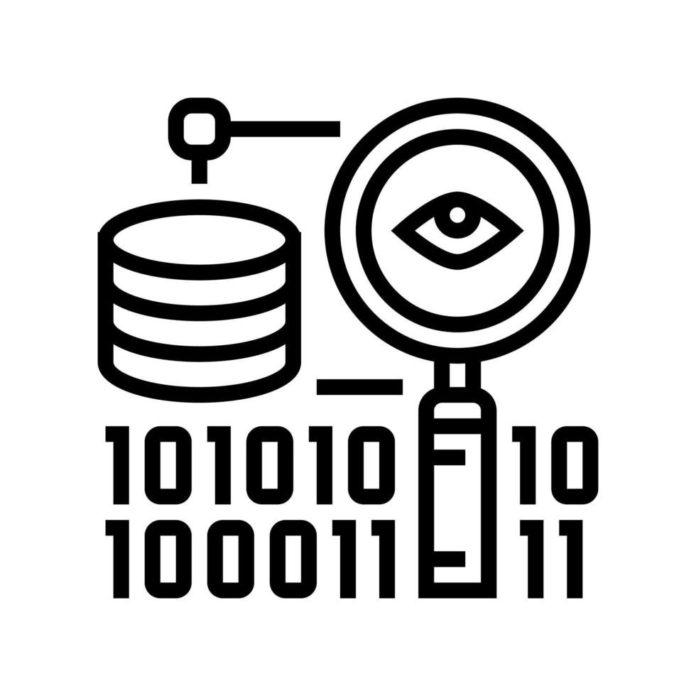 análisis binario procesamiento digital línea icono vector ilustración