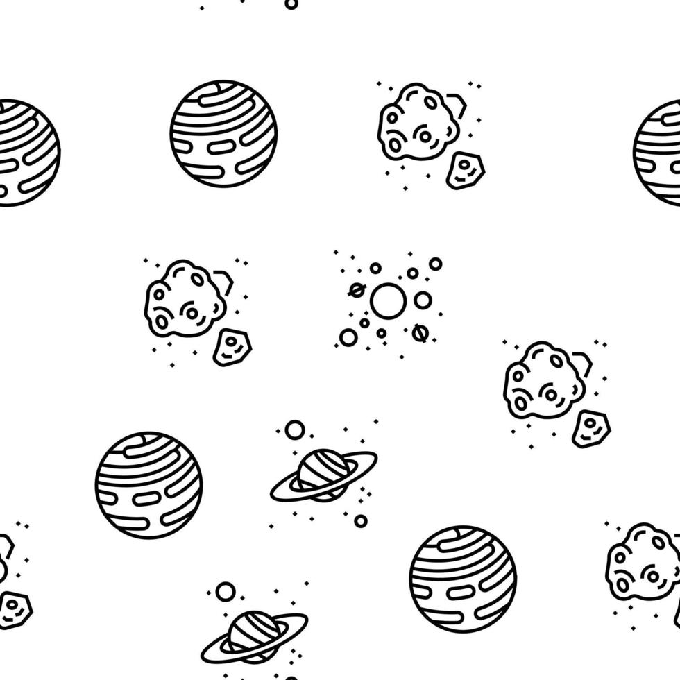 Galaxy System Space Vector Seamless Pattern