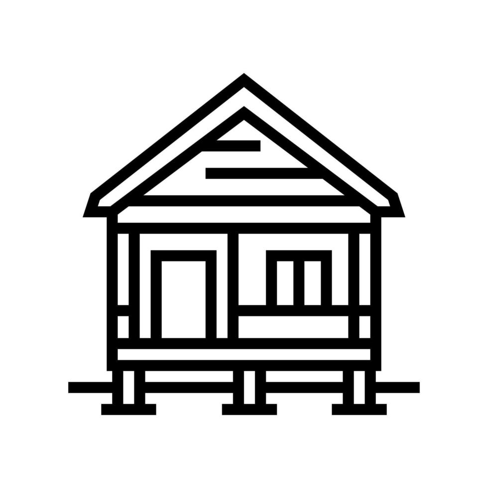 bungalow casa línea icono vector ilustración