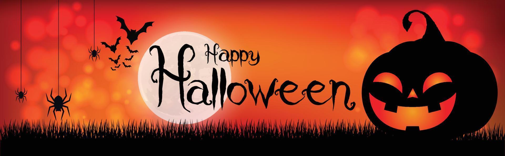 Halloween Poster, night background with creepy castle and pumpkins, illustration. Greeting card halloween celebration, halloween party poster. vector