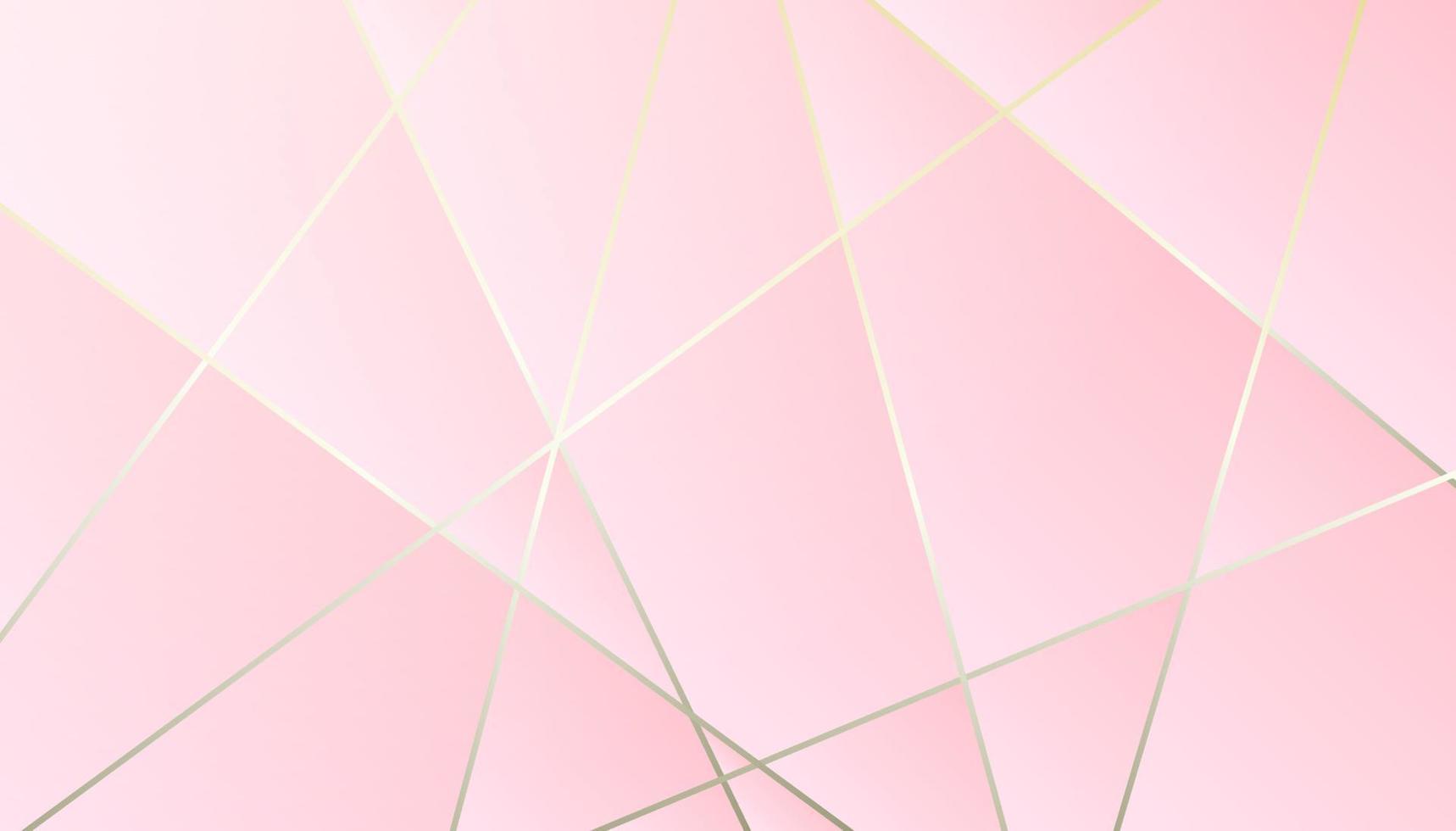 Abstract polygonal luxury golden line with pink background. vector