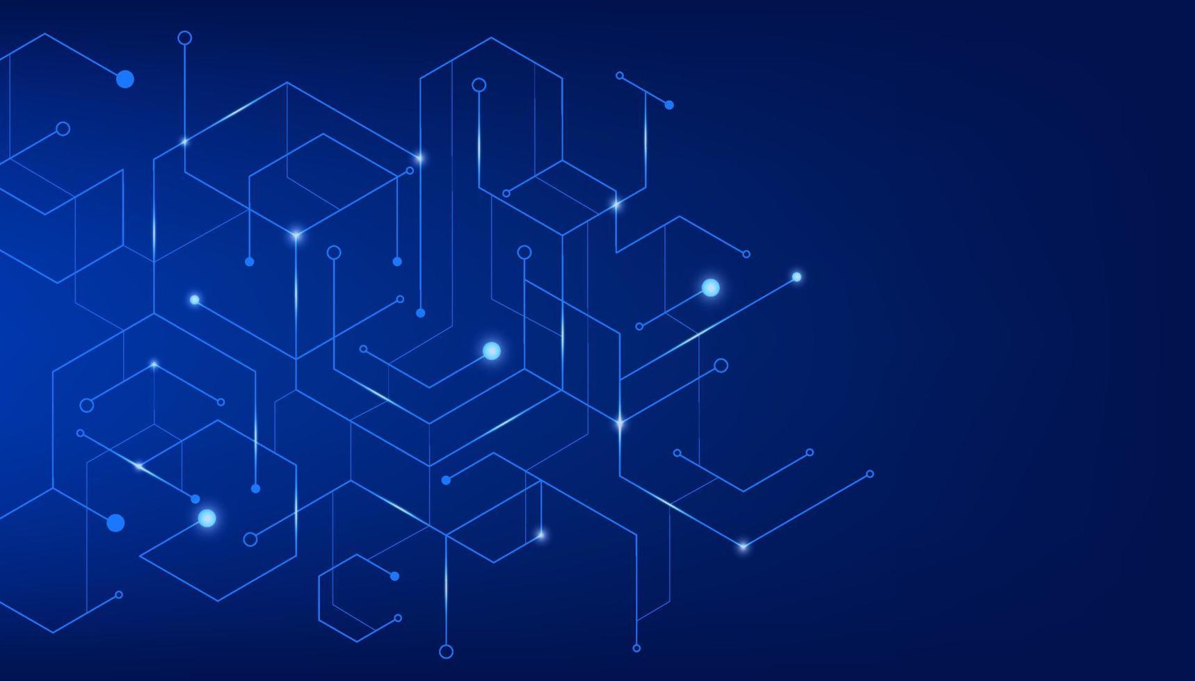 Abstract technology futuristic concept glowing blue lines and lighting on dark background. Vector illustration