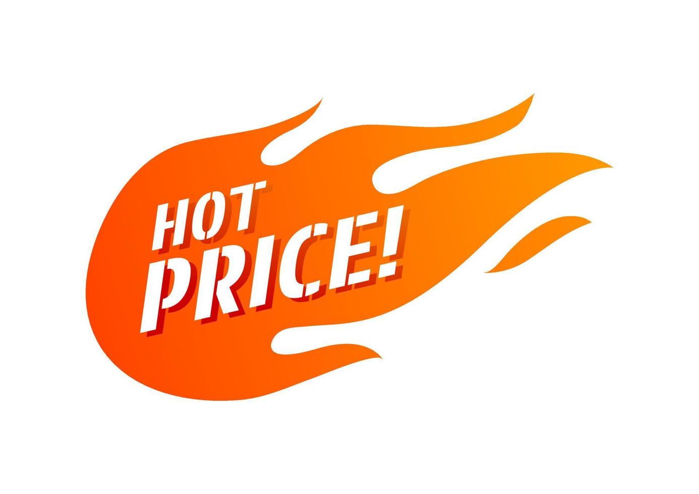 signo de fuego de precio caliente, pancarta de fuego de promoción, etiqueta de precio, venta caliente, oferta, precio. vector