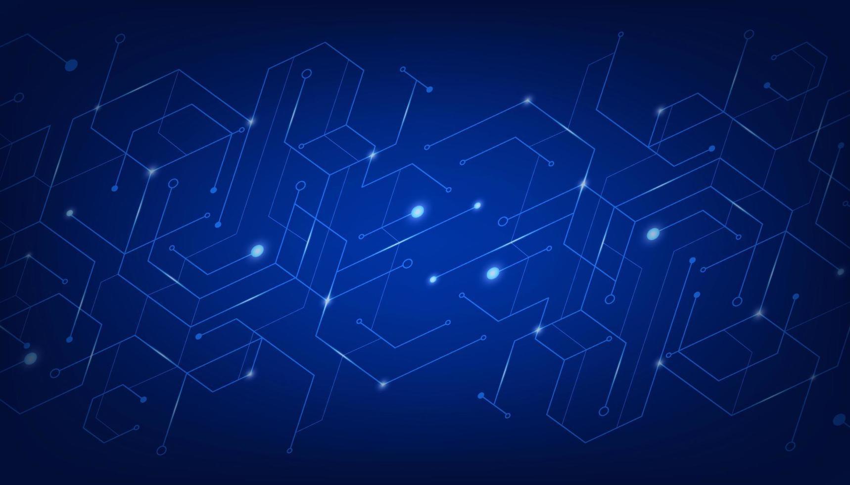 Abstract technology futuristic concept glowing blue lines and lighting on dark background. Vector illustration