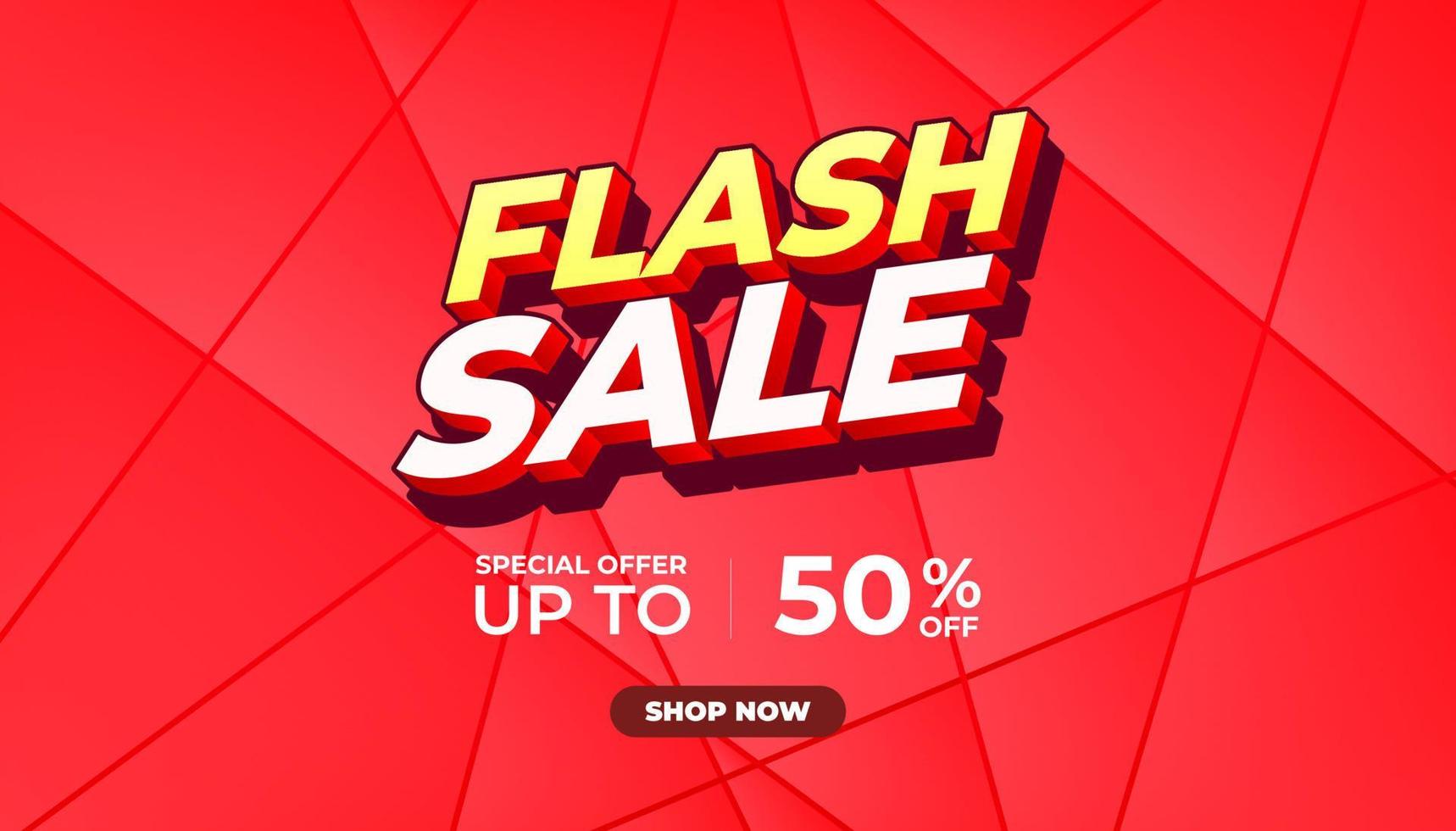 Flash Sale Shopping banner on red background. Flash Sale banner template design for social media and website. Special offer Flash Sale campaign or promotion. vector