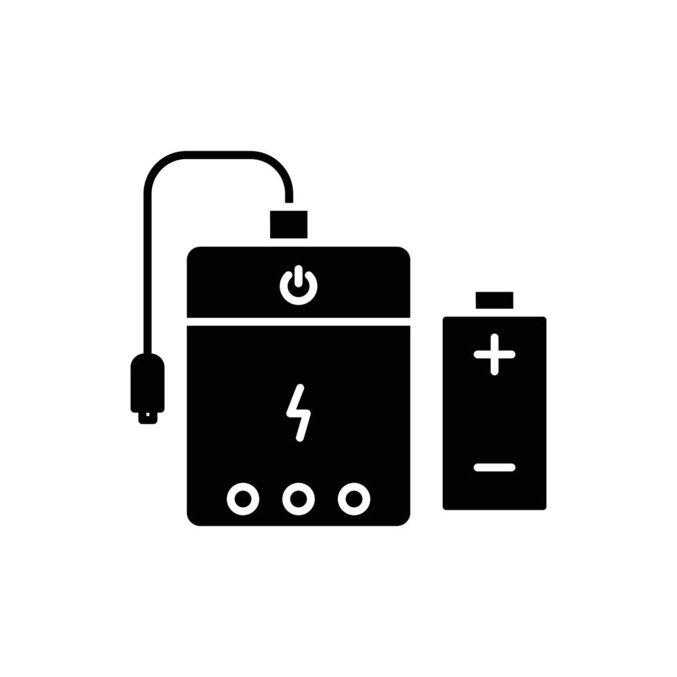 icono del banco de energía, batería. icono relacionado con la tecnología electrónica. estilo de icono de glifo, sólido. diseño simple editable vector