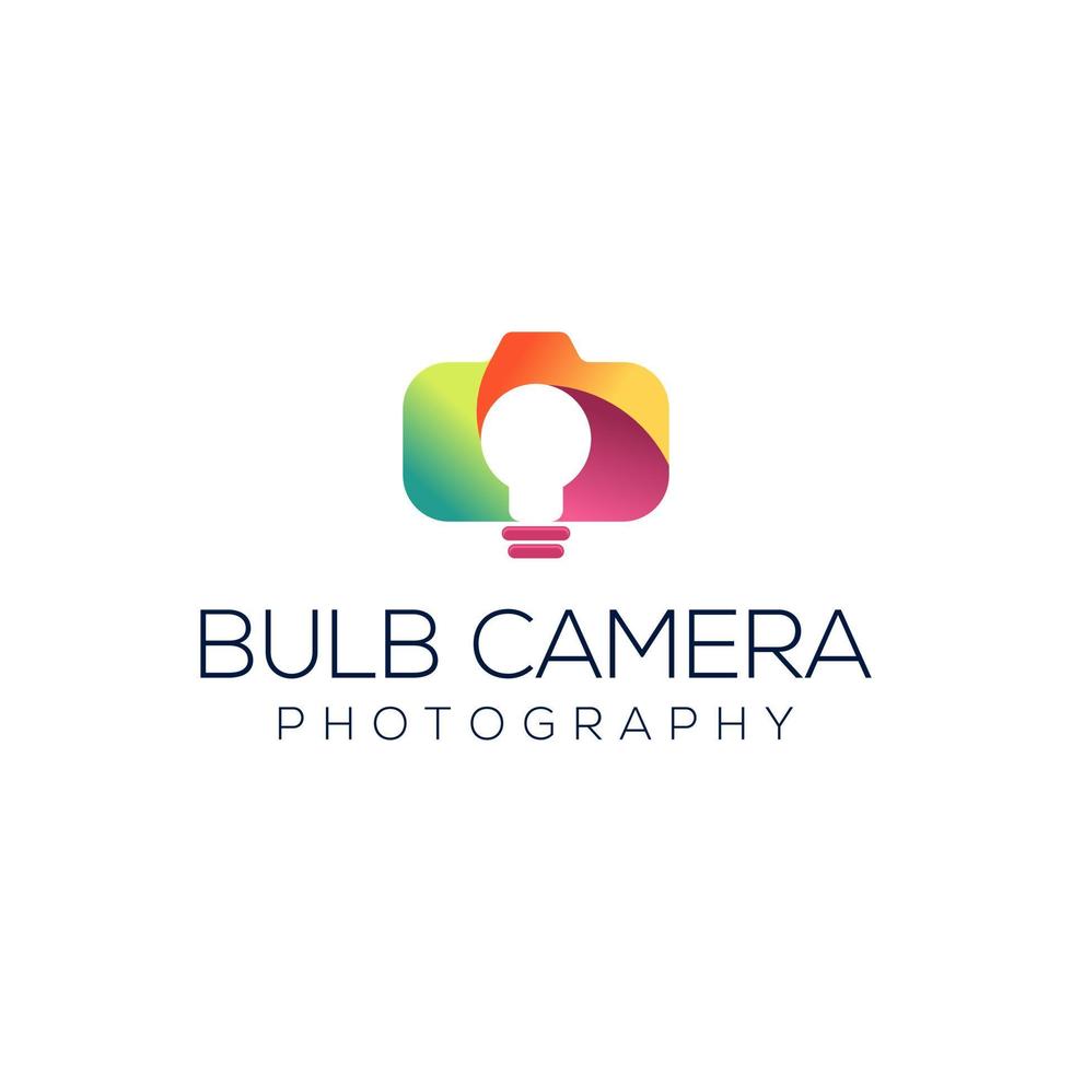Photo idea logo, lamp with camera design vector simple elegant modern style