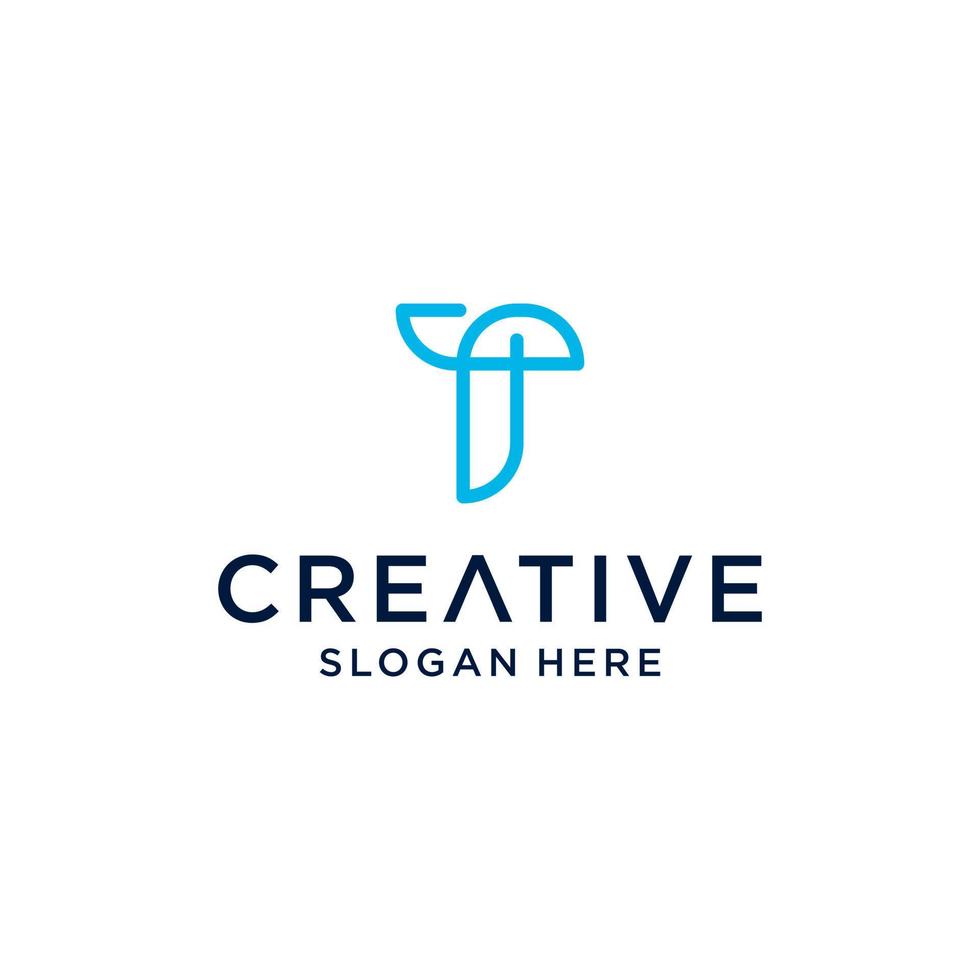 diseño de icono de plantilla de logotipo de letra t para negocios de tecnología digital de moda vector