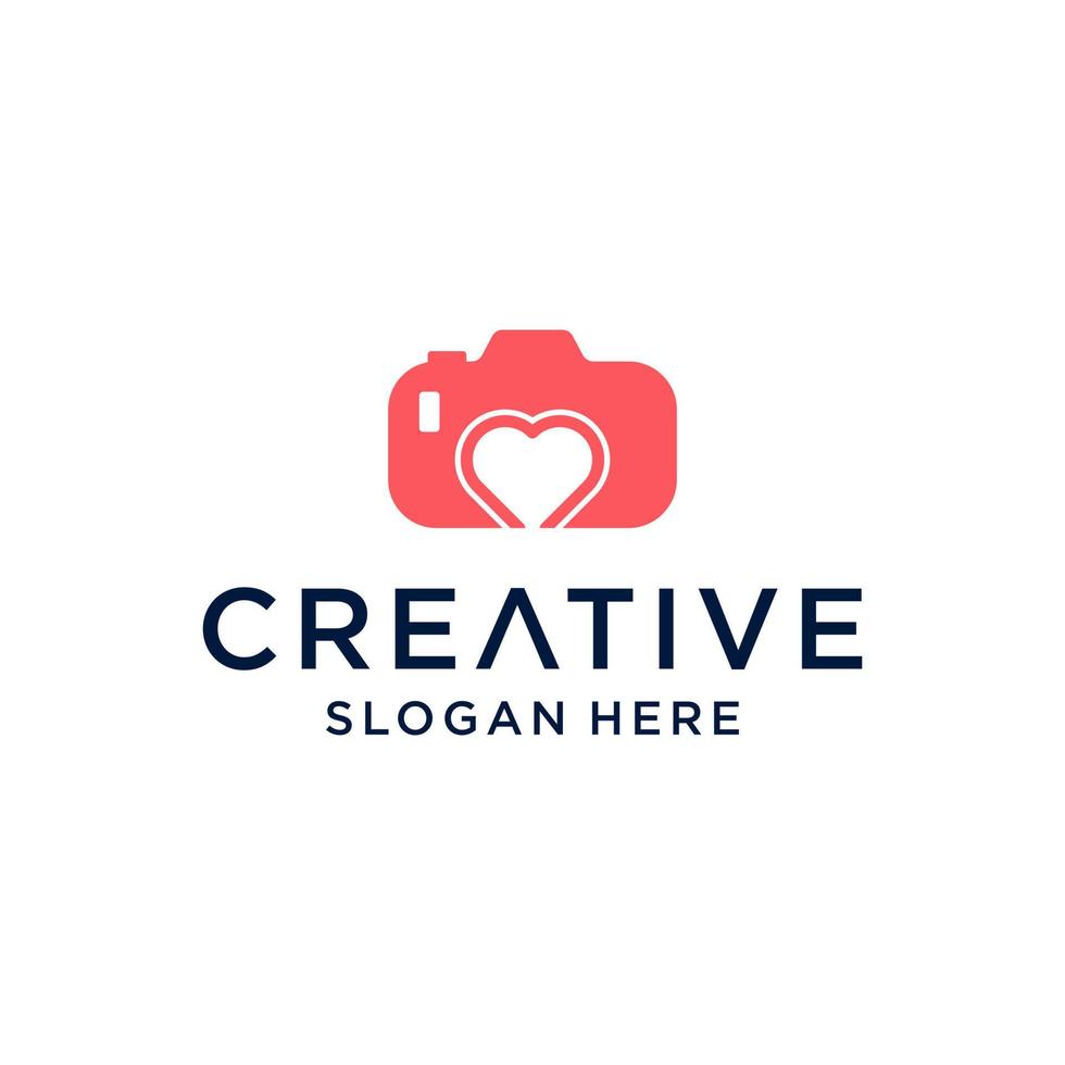 Photo idea logo, lamp with camera design vector simple elegant modern style