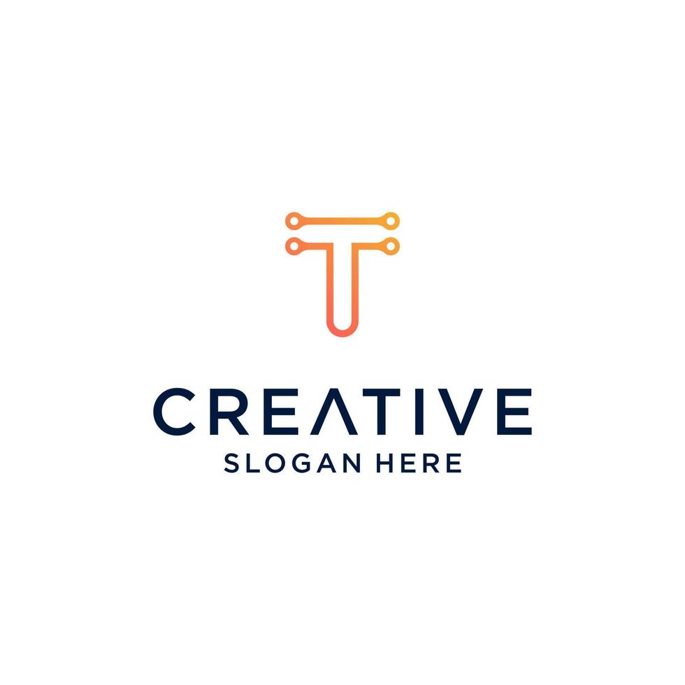 Letter t logo template icon design for business of fashion digital technology vector