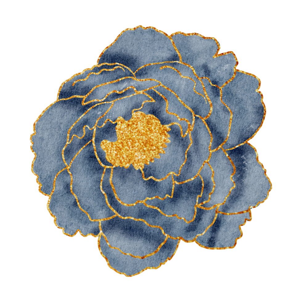 Flower with gold watercolor png