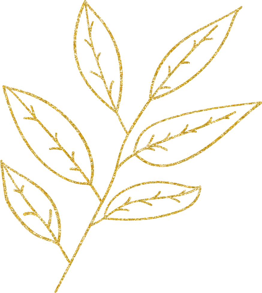 gold gliter flower and leaf png