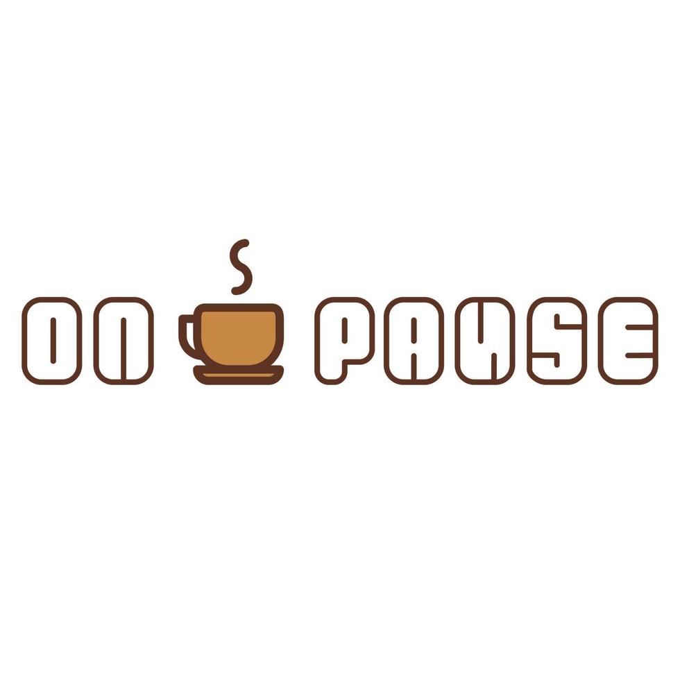 en pausa, café, tema, mano, letras, con, decoración vector