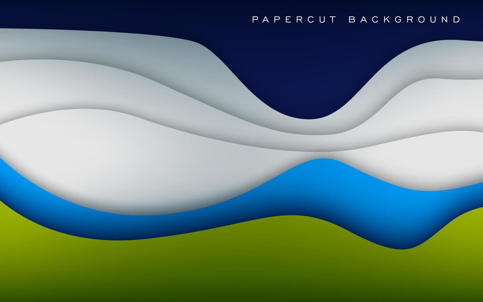 multi colored abstract green blue and white wavy papercut overlap layers background. eps10 vector