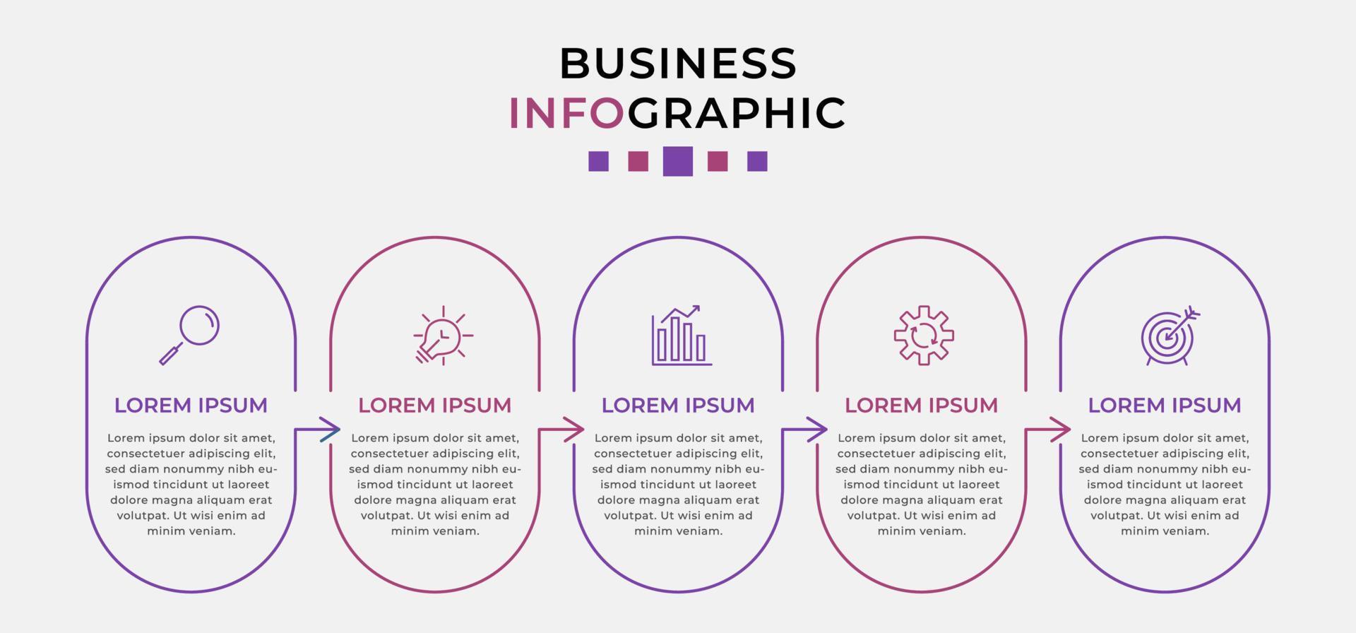 Vector Infographic design business template with icons and 5 options or steps.  Can be used for process diagram, presentations, workflow layout, banner, flow chart, info graph