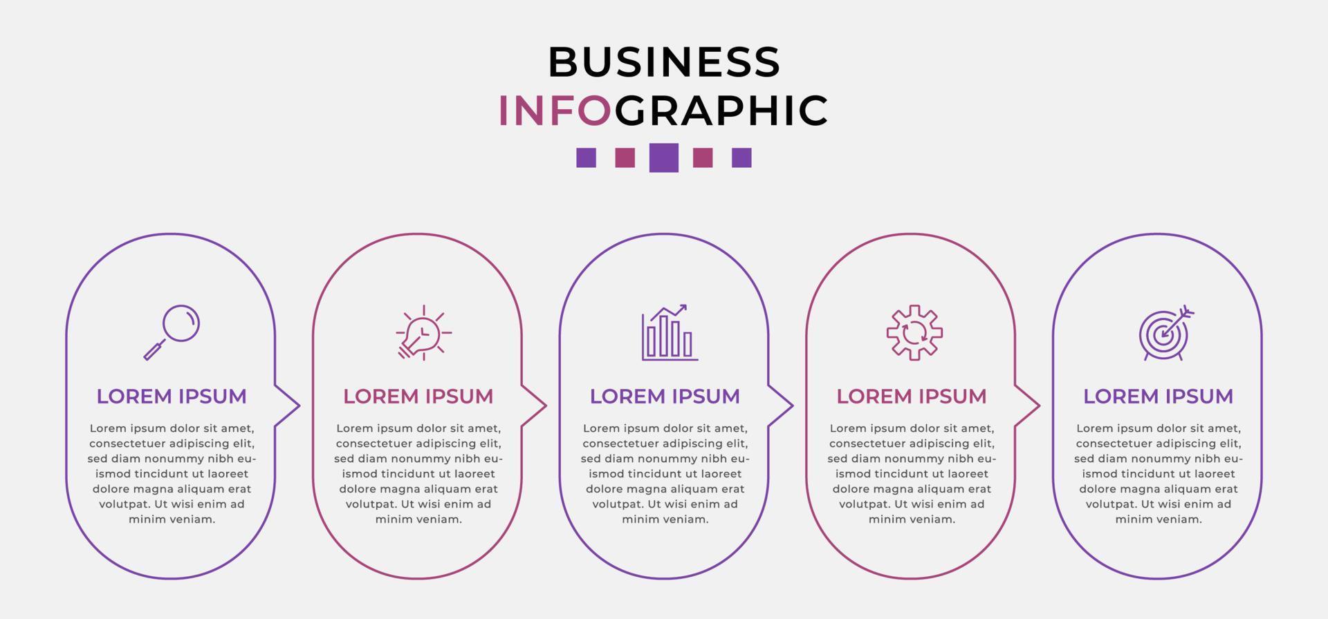 Vector Infographic design business template with icons and 5 options or steps.  Can be used for process diagram, presentations, workflow layout, banner, flow chart, info graph