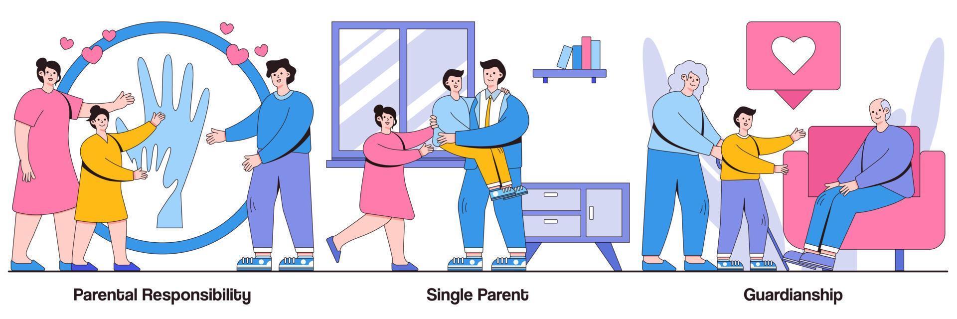 Parental Responsibility, Single Parent, and Guardianship Illustrated Pack vector