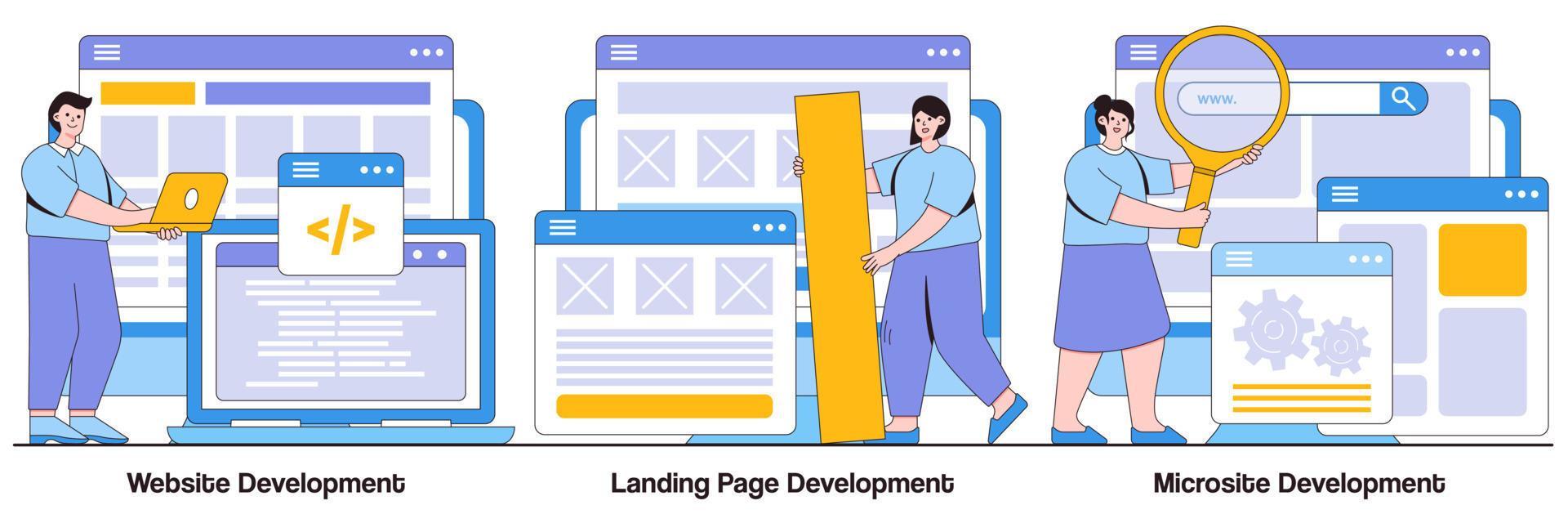 Website, Landing Page, and Microsite Development Illustrated Pack ...