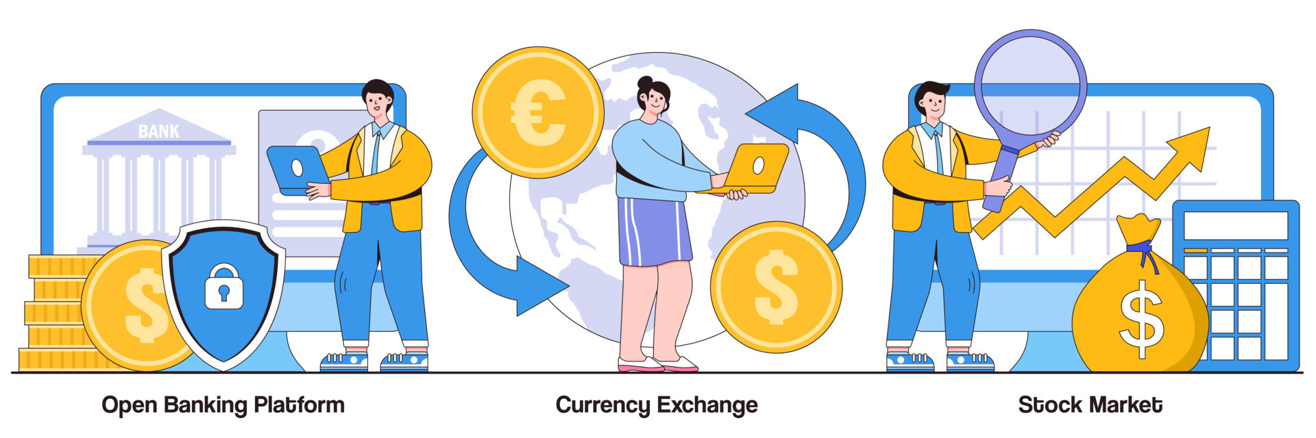 Open Banking Platform, Currency Exchange, and Stock Market Illustrated ...