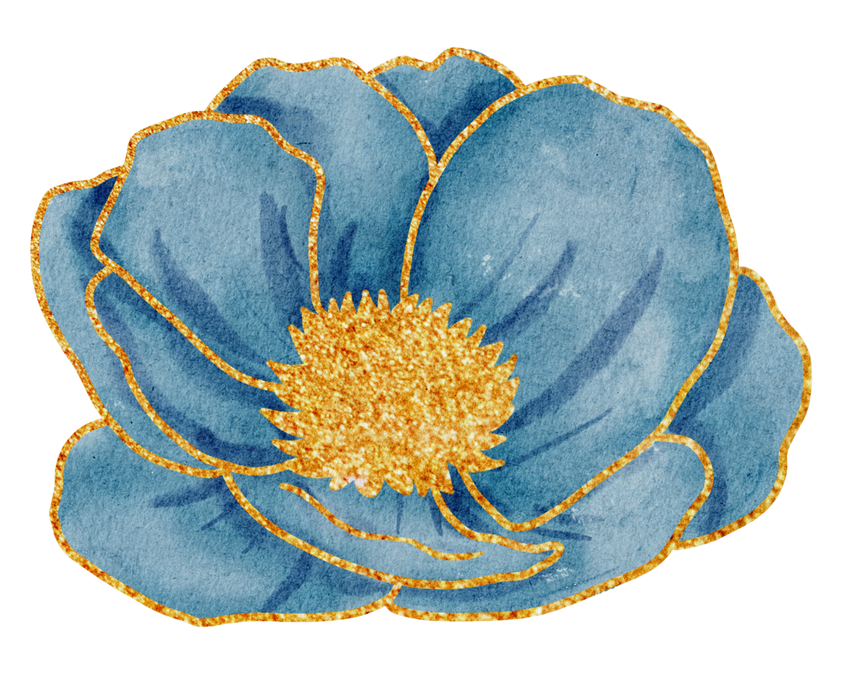 blume mit goldaquarell png