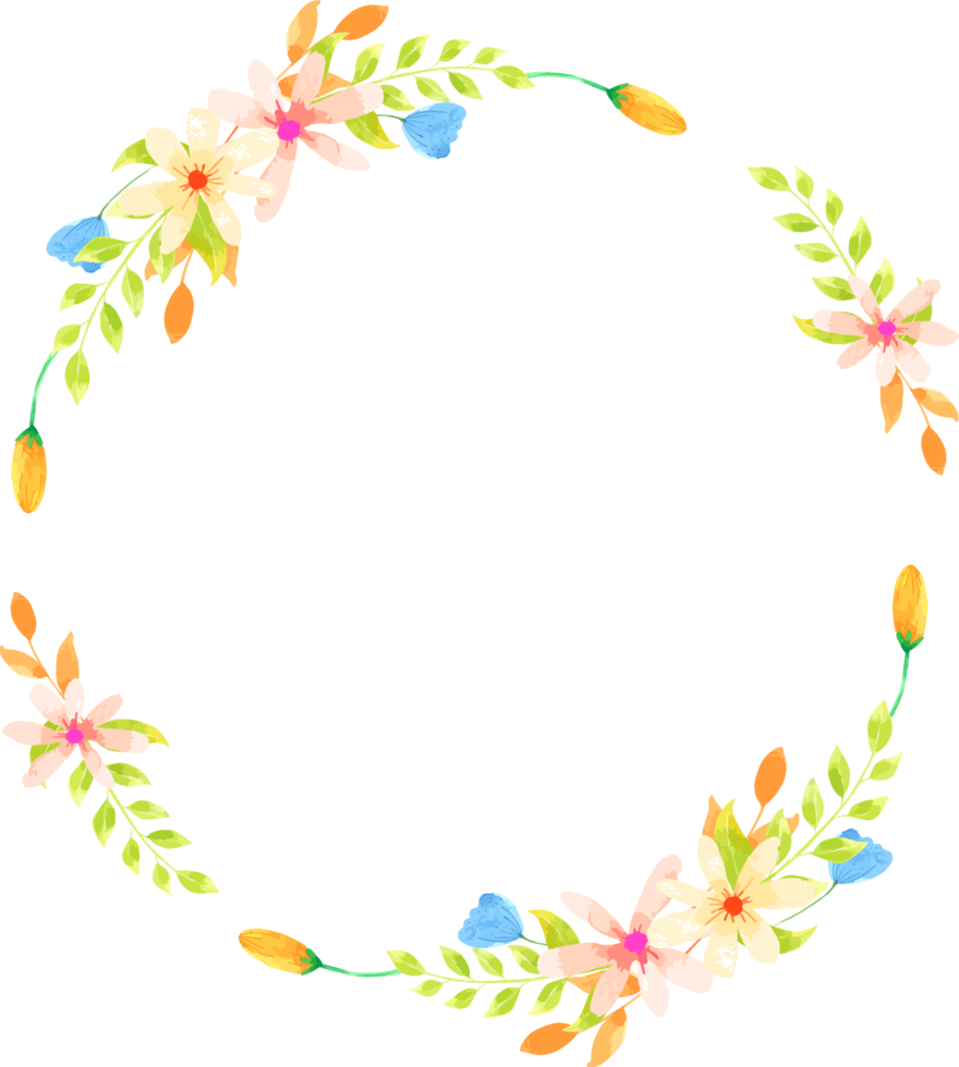 Flower wreath watercolor hand paint png