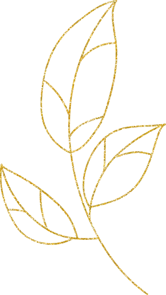 gold gliter flower and leaf png