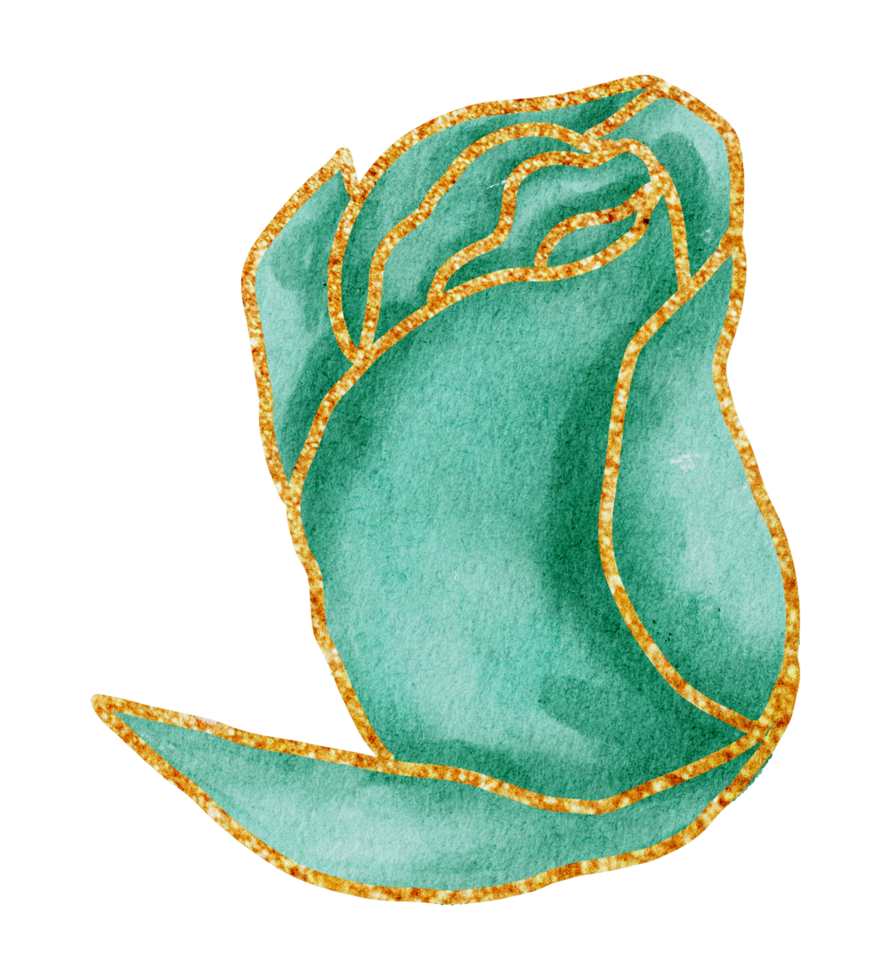 Flower with gold watercolor png