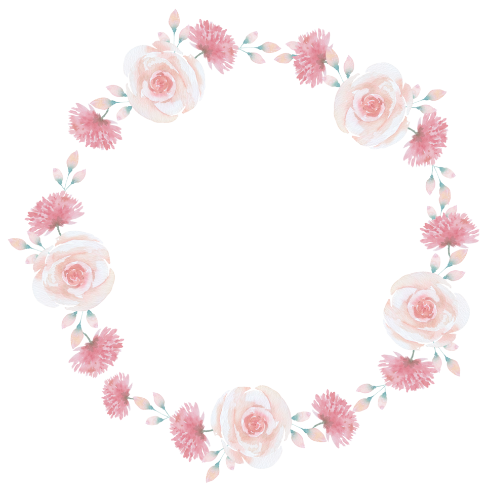 Pink flower wreath watercolor png