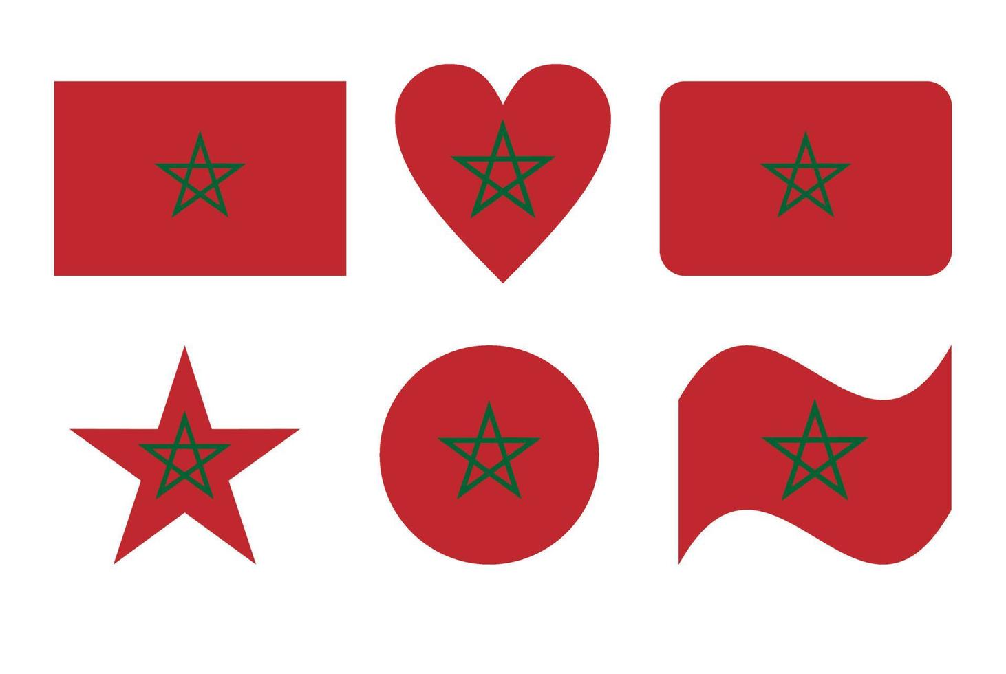 Morocco flag in six shapes vector illustration