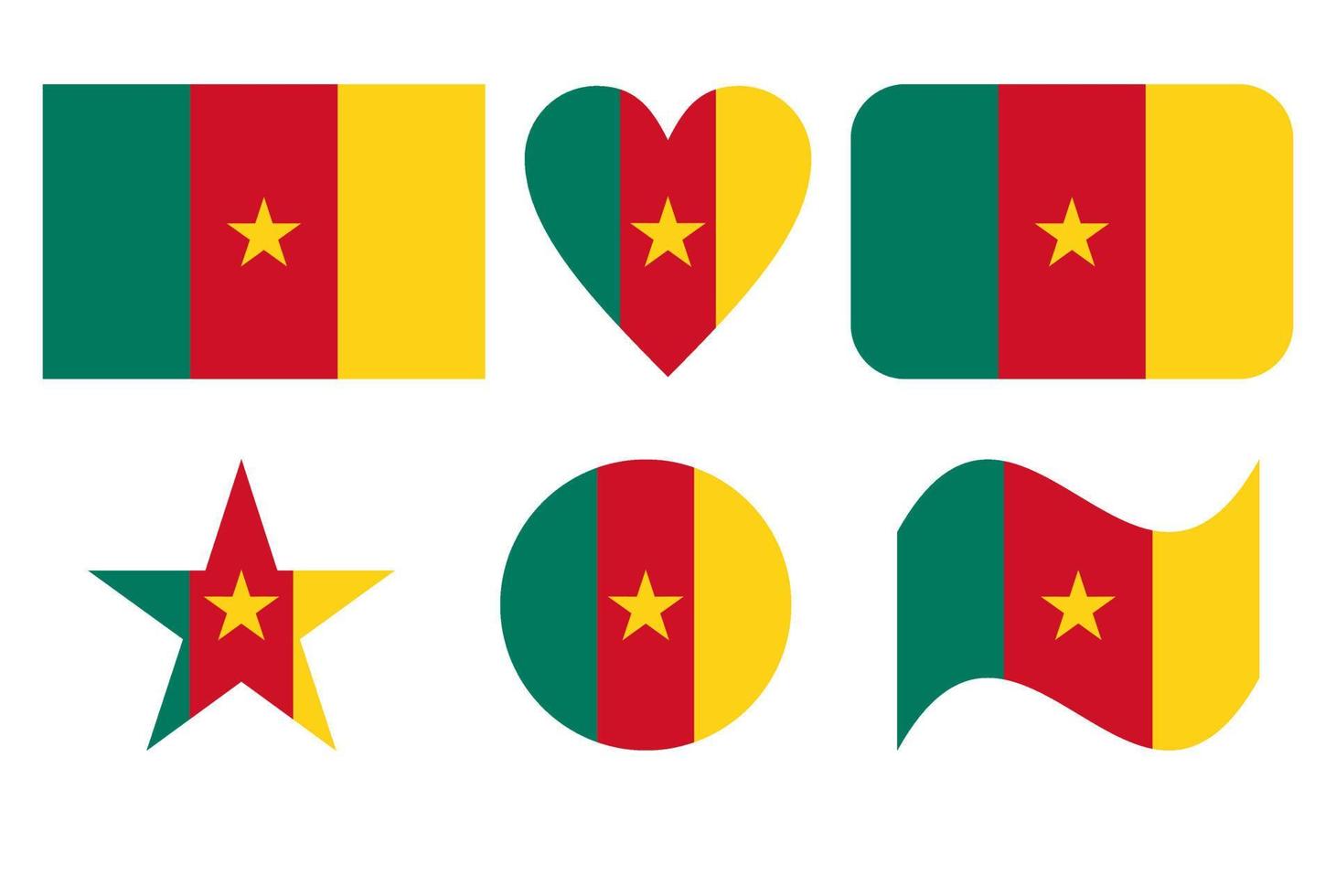 Cameroon flag in six shapes vector illustration