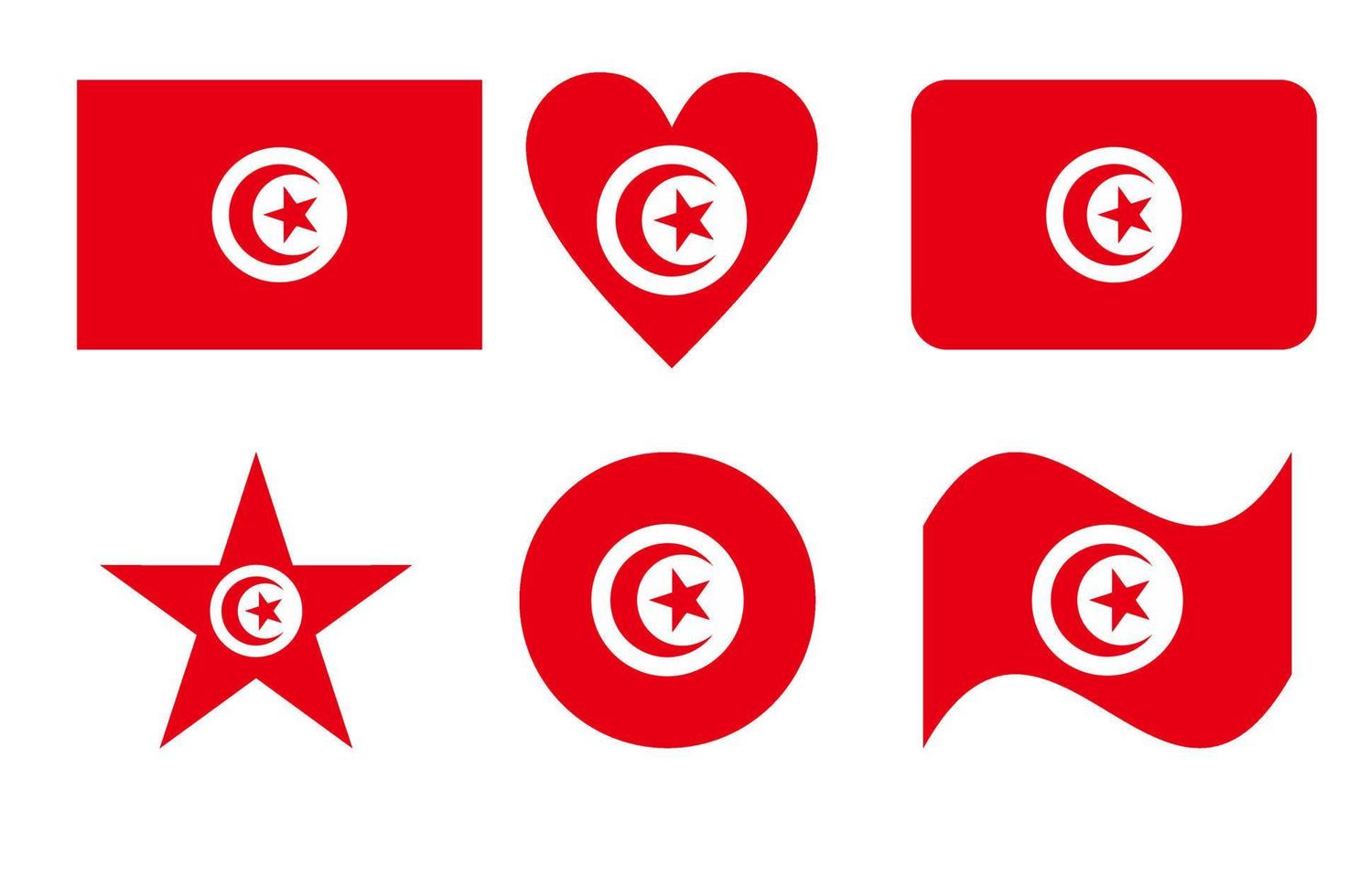 Tunisia flag in six shapes vector illustration