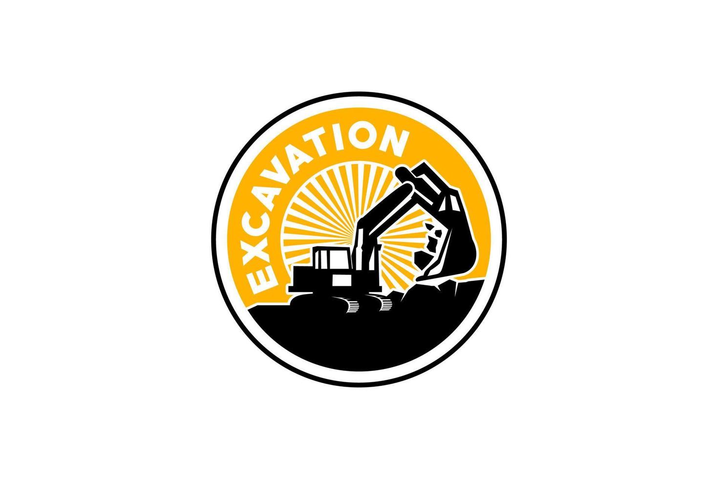 Excavator logo template vector. Heavy equipment logo vector for construction company. Creative excavator illustration for logo template.