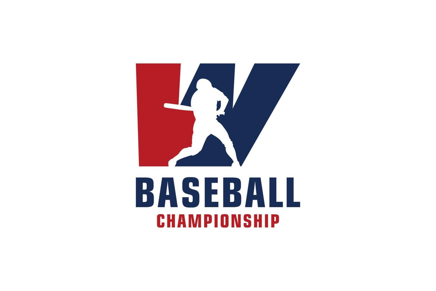 letra w con diseño de logotipo de béisbol. elementos de plantilla de diseño vectorial para equipo deportivo o identidad corporativa. vector